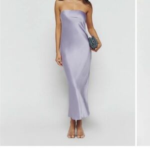 Reformation Joana Silk Dress in Aura